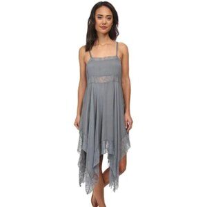 Free People Intimates Dobby Dot Lace Pieced Trapeze Slip (vapor Blue) Women's Dr